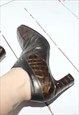 VINTAGE 1980S BRONZE FAUX CROC SKIN REAL LEATHER ANKLE BOOTS