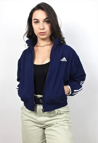 90'S RETRO NAVY CROPPED TRACK JACKET