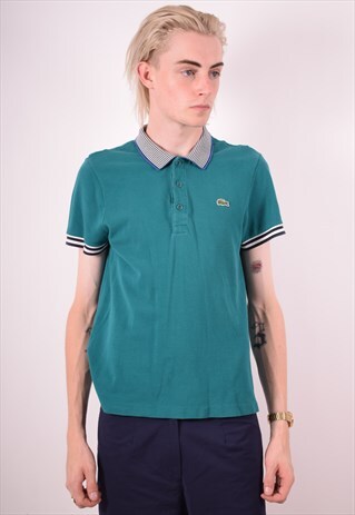 LACOSTE MENS VINTAGE POLO SHIRT SMALL TURQUOISE 90S
