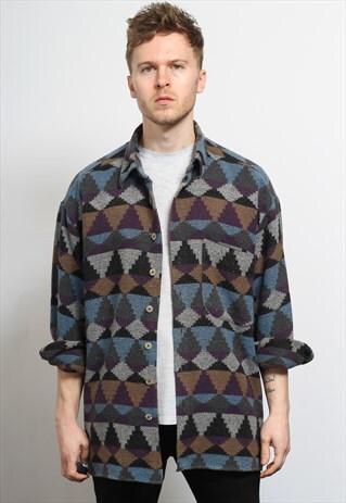 VINTAGE AZTEC PATTERNED SHIRT