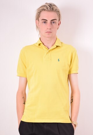 POLO RALPH LAUREN MENS VINTAGE POLO SHIRT XS YELLOW 90S