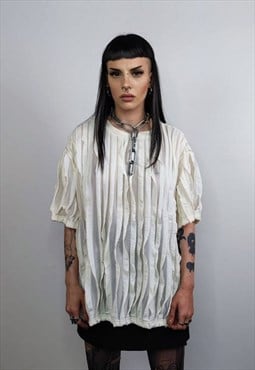 Fringed t-shirt textured grunge top see-through punk jumper
