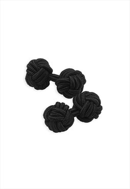 Fabric Knot Cufflinks - Black