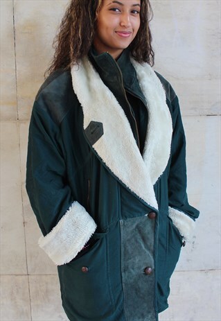 VINTAGE FUR AND VELVET GREEN JACKET