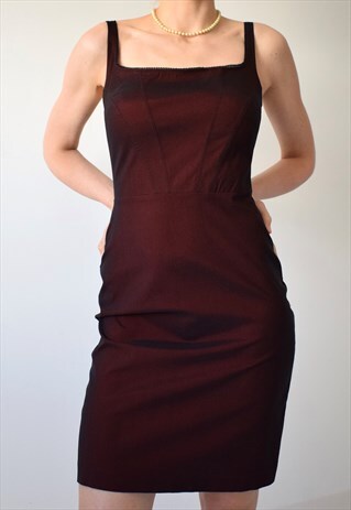 VINTAGE 90S IRIDESCENT BUSTIER BODYCON SQUARE NECK MIDI