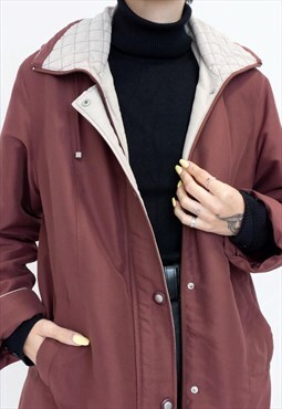 80s burgundy jacket with a hoodie