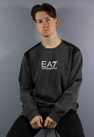 VINTAGE EMPORIO ARMANI SWEATSHIRT IN GREY WITH PRINTED LOGO.