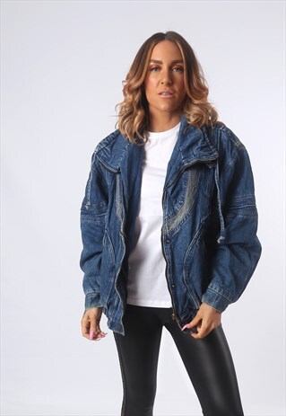 DENIM JACKET SHERPA LINED OVERSIZED RELAXED FIT UK 12 (E1H)