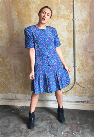 70S PATTERNED MIDI DRESS