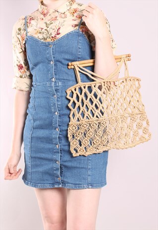 VINTAGE 60S WOVEN BAMBOO MESH SHOPPER BAG