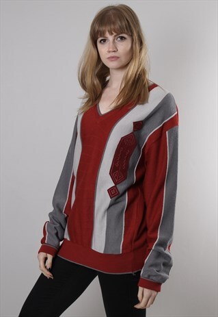 VINTAGE 80S GABICCI PATTERNED OVERSIZE JUMPER