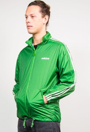 90'S VINTAGE ADIDAS GREEN WINDBREAKER CAGOULE JACKET