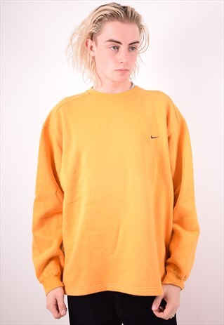 NIKE MENS VINTAGE SWEATSHIRT JUMPER LARGE YELLOW 90S