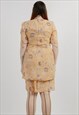 VINTAGE 90S SECRETARY FLORAL SHORT SLEEVE ORANGE DRESS M