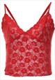 Vintage Red Lace Sheer Camisole - S