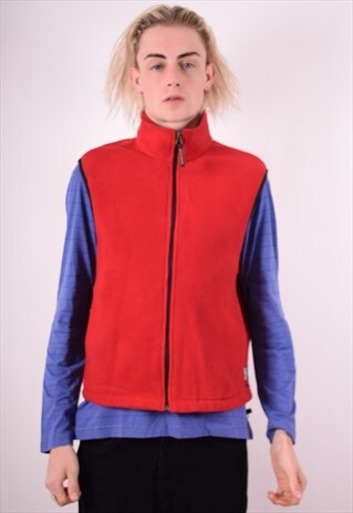 WOOLRICH MENS VINTAGE FLEECE GILET MEDIUM RED 90S