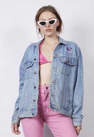 VINTAGE 90'S CASE EMBROIDERED MID-WASH DENIM JACKET