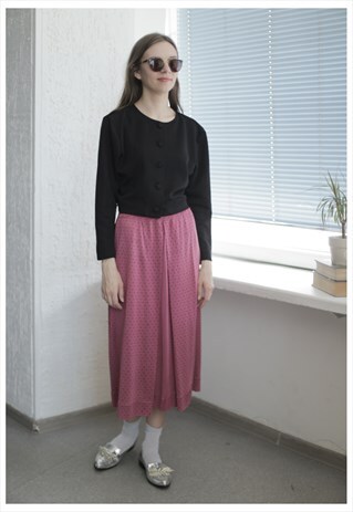 VINTAGE 80'S MIDI PURPLE POLKA DOT SKIRT