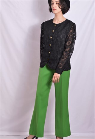 SHEER EMBROIDERED BLACK SHIRT
