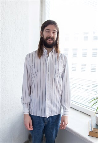 VINTAGE 80'S WHITE STRIPED SHIRT
