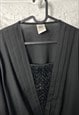 EVENING ELEGANT BLACK RETRO BLOUSE - LARGE 