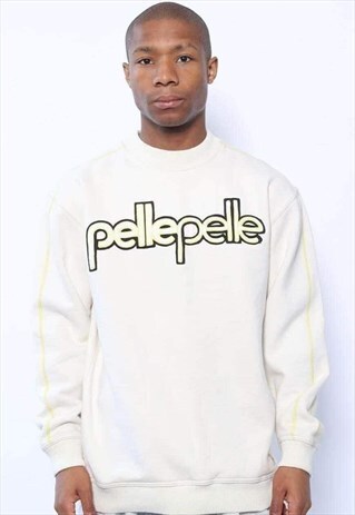 VINTAGE PELLE PELLE SPELL OUT LOGO SWEATSHIRT BEIGE