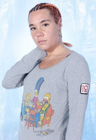 VINTAGE ICEBERG GREY THE SIMPSONS DIAMANTE TEE