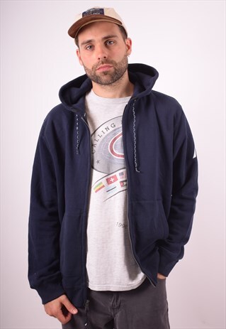 NAUTICA MENS VINTAGE HOODIE JACKET LARGE BLUE 90S