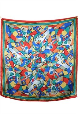 Vintage 80s Scarf Psychedelic Abstract Art Picasso Bandana