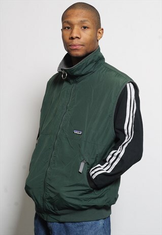 VINTAGE PATAGONIA FLEECE LINED GILET GREEN