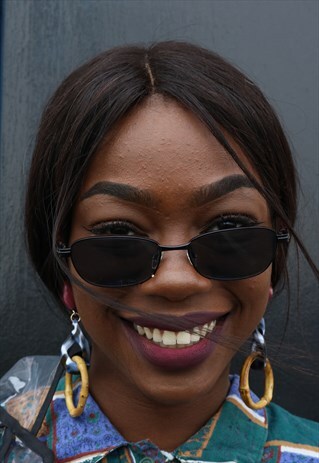 90S BLACK METAL OVAL SQUARE STYLE SUNNIES