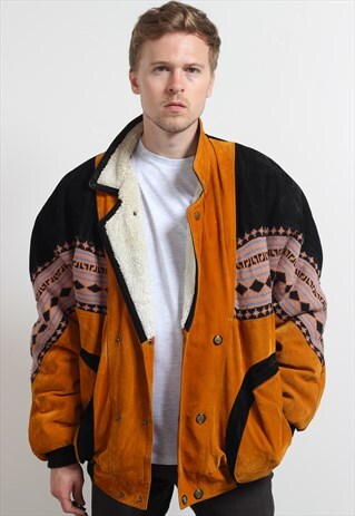VINTAGE AZTEC FLEECE LINED FESTIVAL JACKET