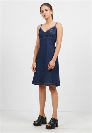 VINTAGE BLUE REPLAY SLEEVELESS DENIM MINI DRESS