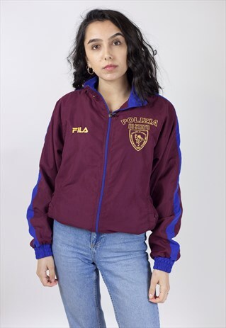 VINTAGE 90'S FILA BURGUNDY/BLUE SPORTS JACKET