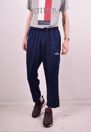 ADIDAS MENS VINTAGE TRACKSUIT TROUSERS W36 L27 NAVY BLUE 90S