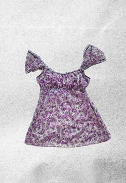 Vintage French lingerie babydoll floral top