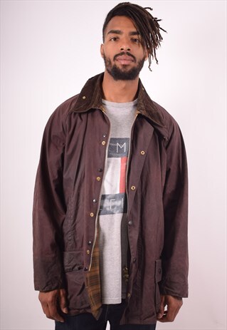 BARBOUR MENS VINTAGE WAXED JACKET XL BROWN 90S