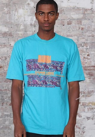 VINTAGE DIADORA GAPHIC T-SHIRT BLUE