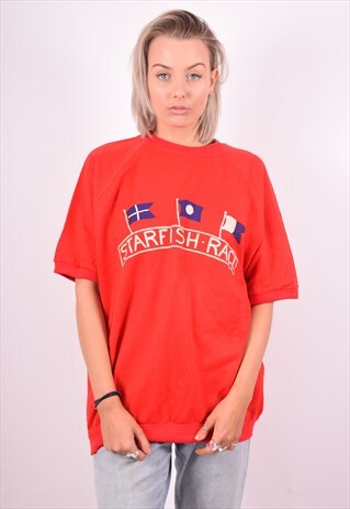 WOMENS VINTAGE TOP XL RED 90'S