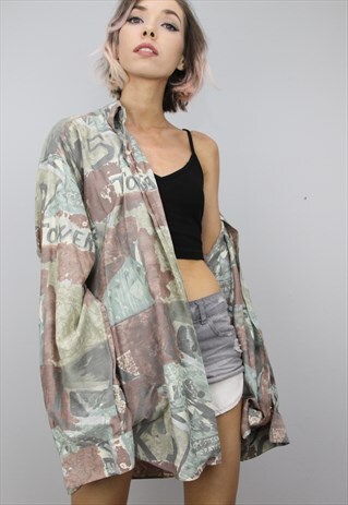 VINTAGE 80S/90S OVERSIZED PATTERNED SHIRT