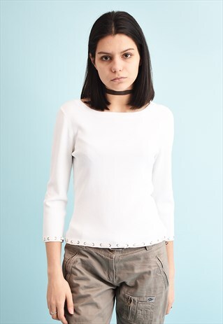 Y2K NEUTRAL BASICS KITSCH STRETCH TOP