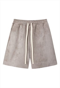 Velvet shorts velour feel premium sports overalls in grey