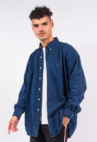 RALPH LAUREN SHIRT PLAIN BLUE