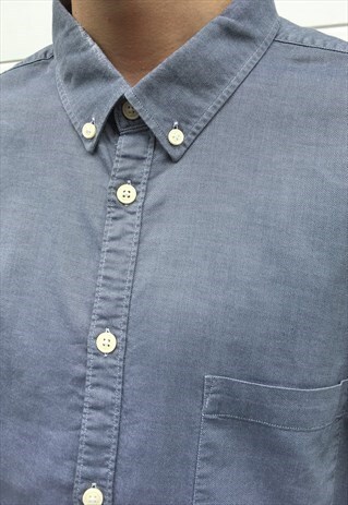 MENS VINTAGE JAEGER BLUE LONG SLEEVE BUTTON UP SHIRT TOP