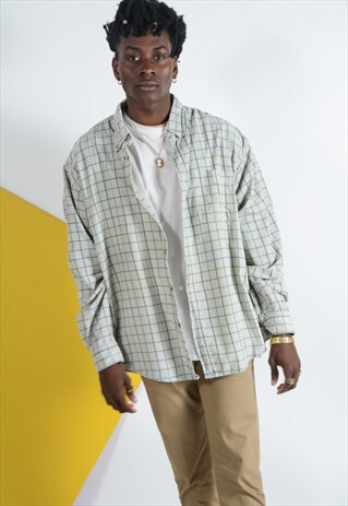 VINTAGE CORDUROY SHIRT IN GREY WITH CHECK PATTERN