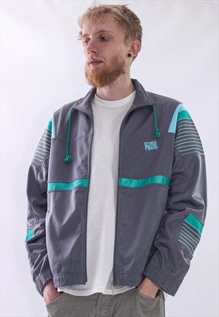 VINTAGE MENS PUMA TRACK TOP SUIT LOGO JACKET