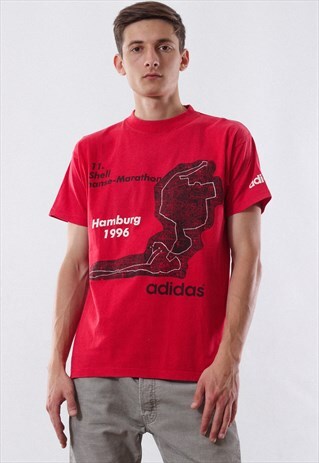 VINTAGE ADIDAS GERMANY 1996 MARATHON TEE 90S RED