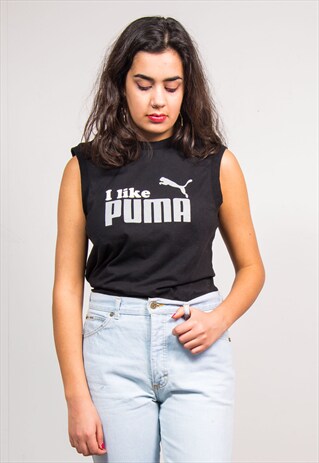 90'S VINTAGE PUMA BLACK VEST TOP T-SHIRT