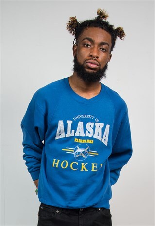 90'S SWEATSHIRT UNIVERSITY OF ALASKA ICE HOCKEY