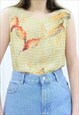 90S VINTAGE CREAM & ORANGE FLORAL SLEEVELESS BLOUSE